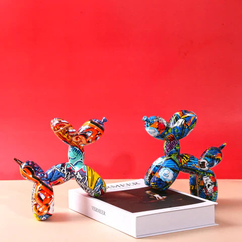 Artcharya Graffiti Painted Balloon Dog Sculpture