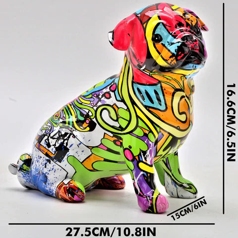 Artcharya Nordic Painted Pug Statue