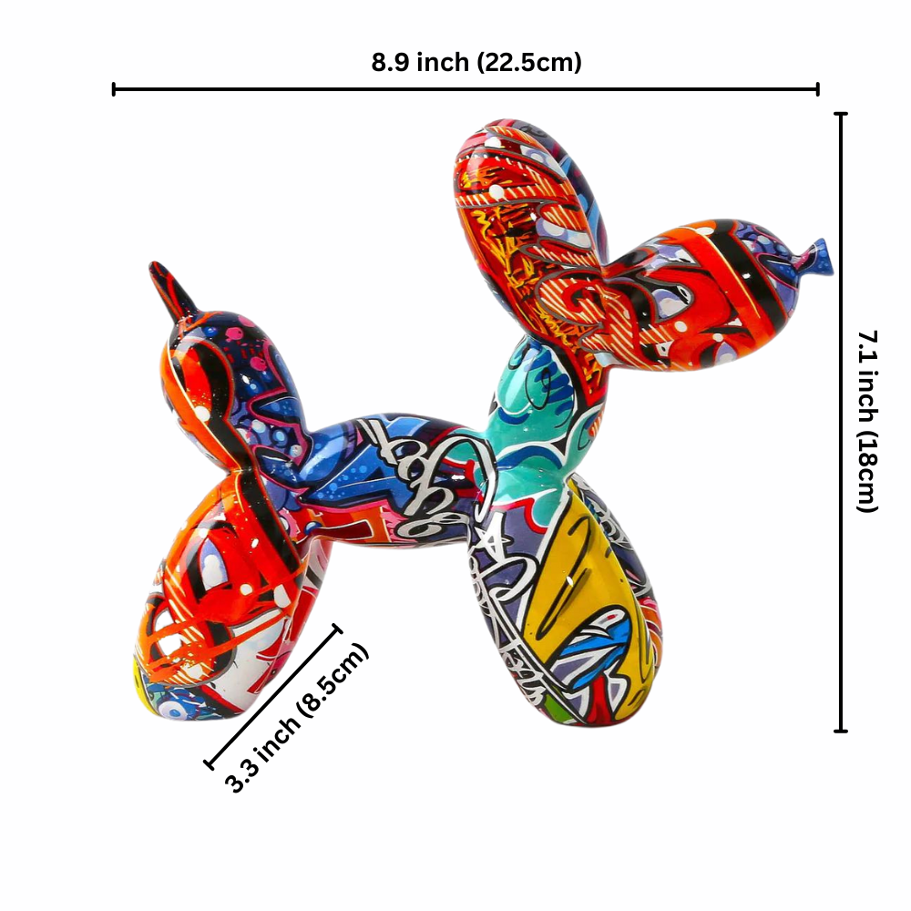Artcharya Graffiti Painted Balloon Dog Sculpture