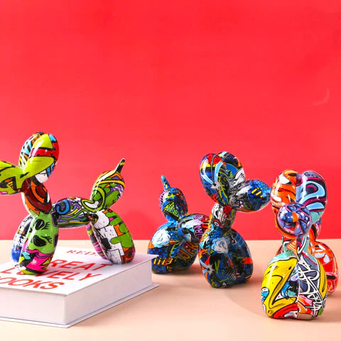 Artcharya Graffiti Painted Balloon Dog Sculpture