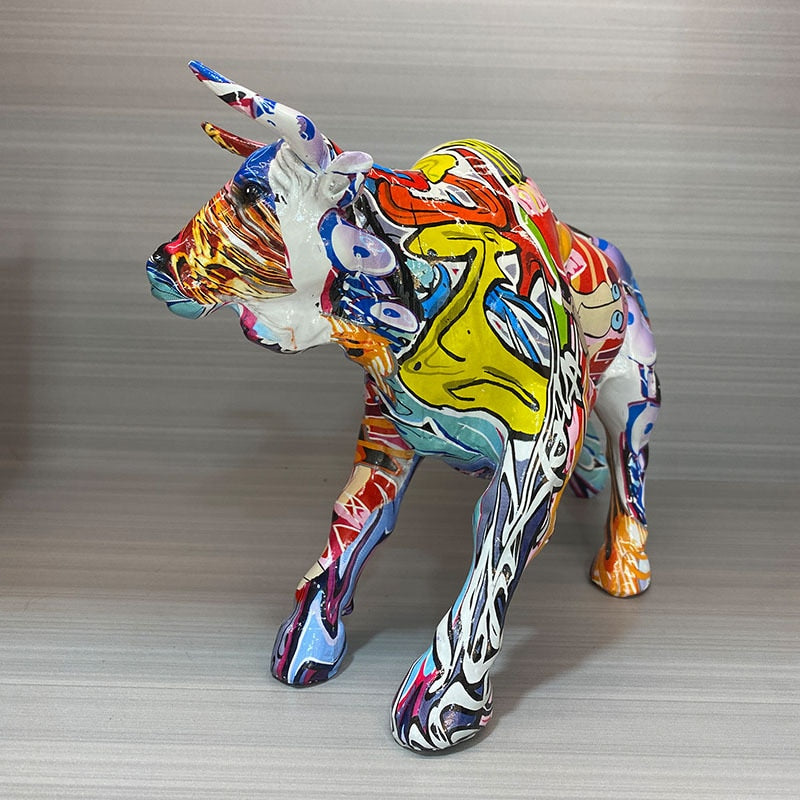 Artcharya Graffiti Painted Bull Sculpture