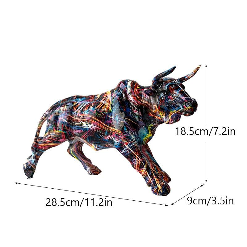 Artcharya Graffiti Painted Bull Sculpture