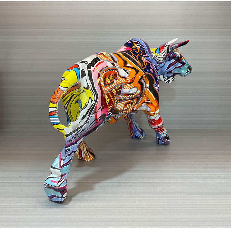 Artcharya Graffiti Painted Bull Sculpture