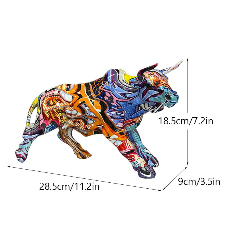 Artcharya Graffiti Painted Bull Sculpture