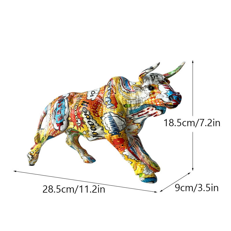 Artcharya Graffiti Painted Bull Sculpture