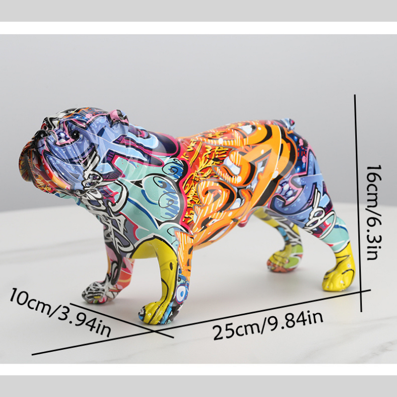 ArtZ® English Bulldog Graffiti Painted Statue - ArtZMiami