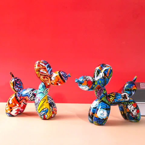 Artcharya Graffiti Painted Balloon Dog Sculpture