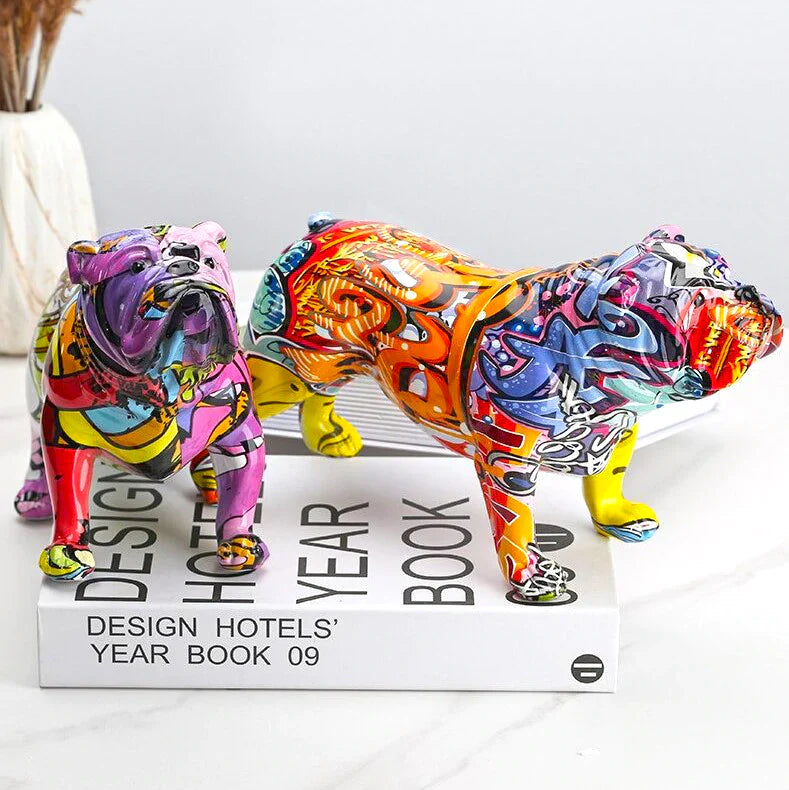Artcharya Graffiti Painted English Bulldog Statue
