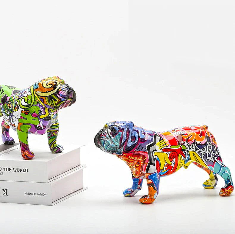 Artcharya Graffiti Painted English Bulldog Statue