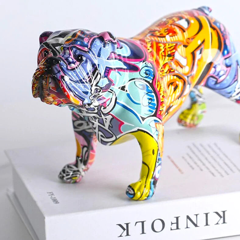 Artcharya Graffiti Painted English Bulldog Statue