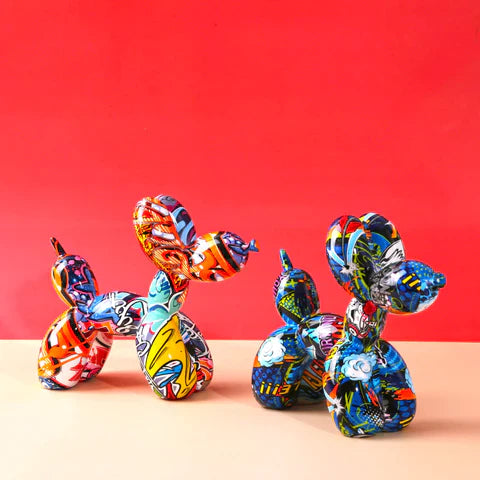 Artcharya Graffiti Painted Balloon Dog Sculpture