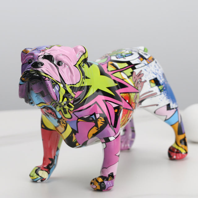 ArtZ® English Bulldog Graffiti Painted Statue - ArtZMiami