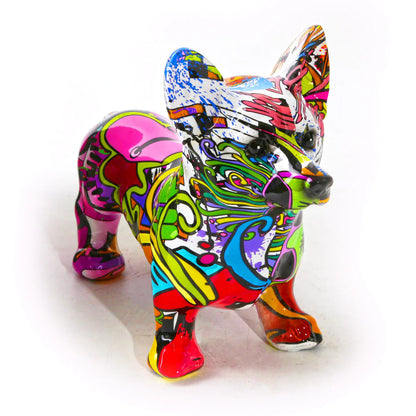 Artcharya Graffiti Painted Corgi Statue