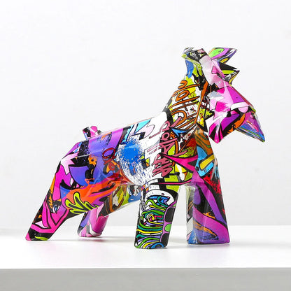 Artcharya Schnauzer Graffiti Painted Statue