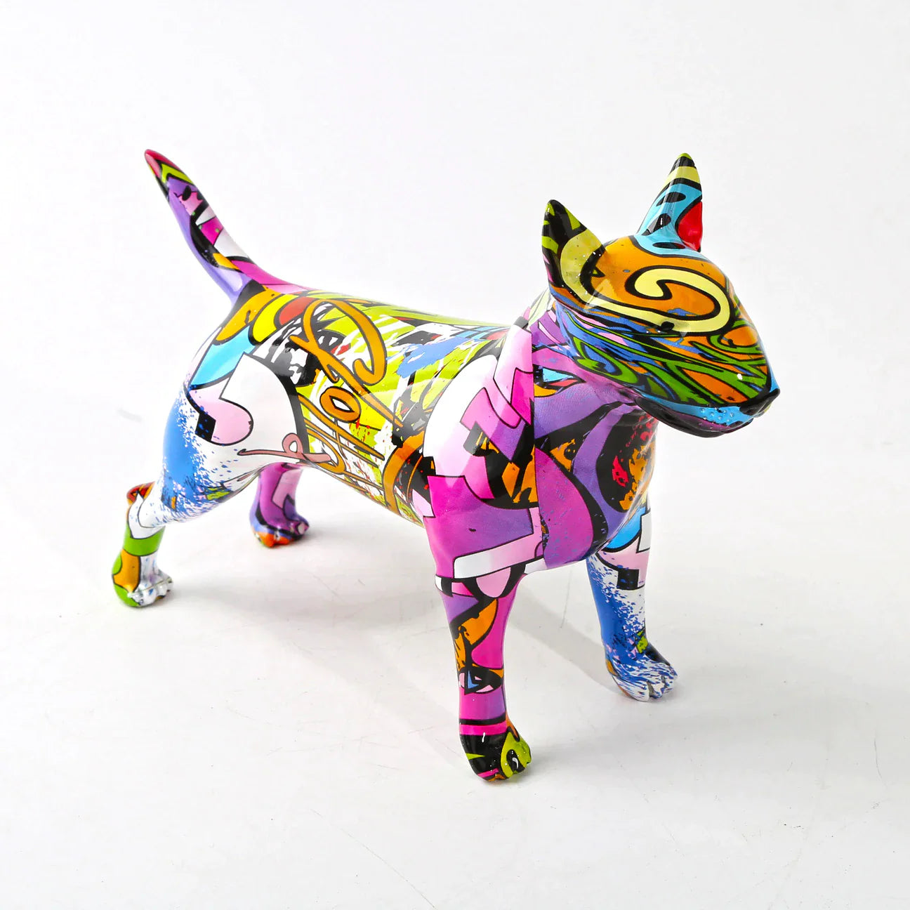 Artcharya Graffiti Painted Bull Terrier Statue