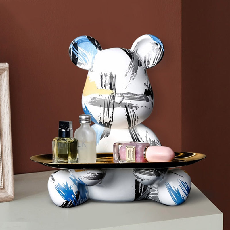 ArtZ® Bear Graffiti Painted Sculpture Table Tray - ArtZMiami