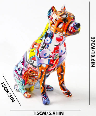 Artcharya Graffiti Painted Staffordshire Terrier Statue