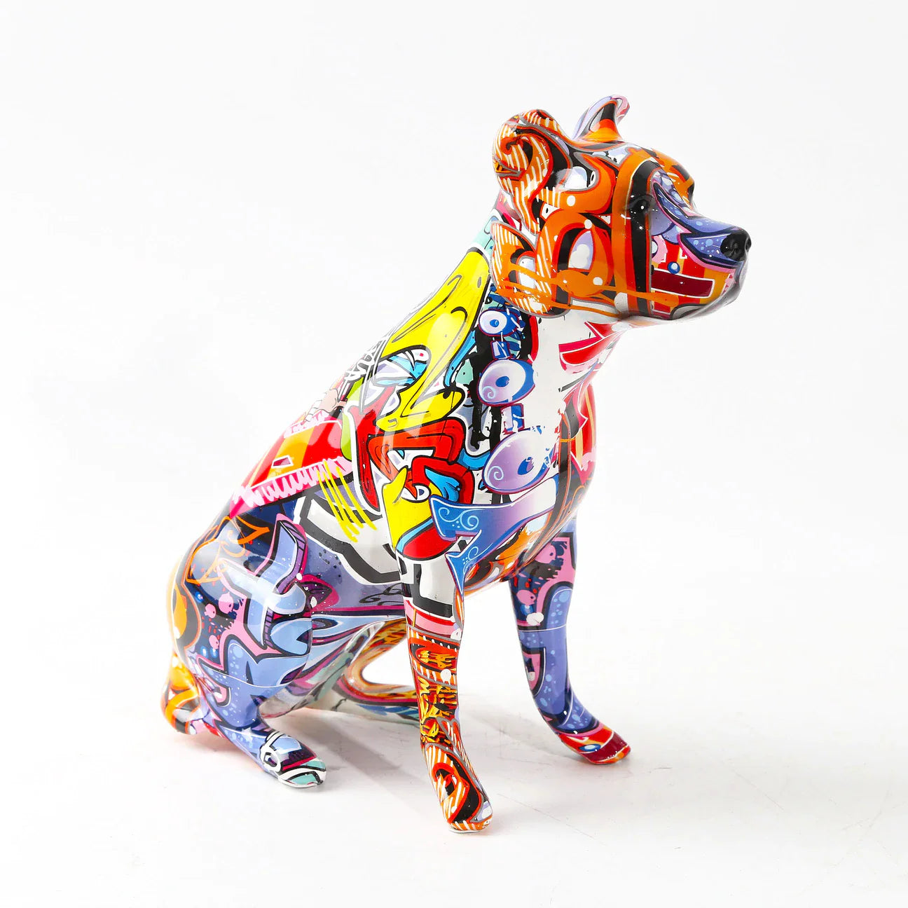 Artcharya Graffiti Painted Staffordshire Terrier Statue