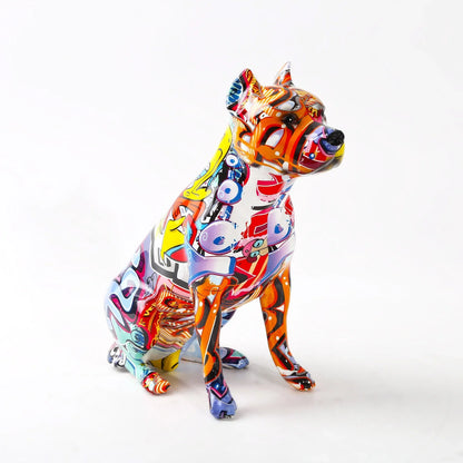 Artcharya Graffiti Painted Staffordshire Terrier Statue