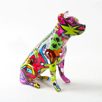Artcharya Graffiti Painted Staffordshire Terrier Statue