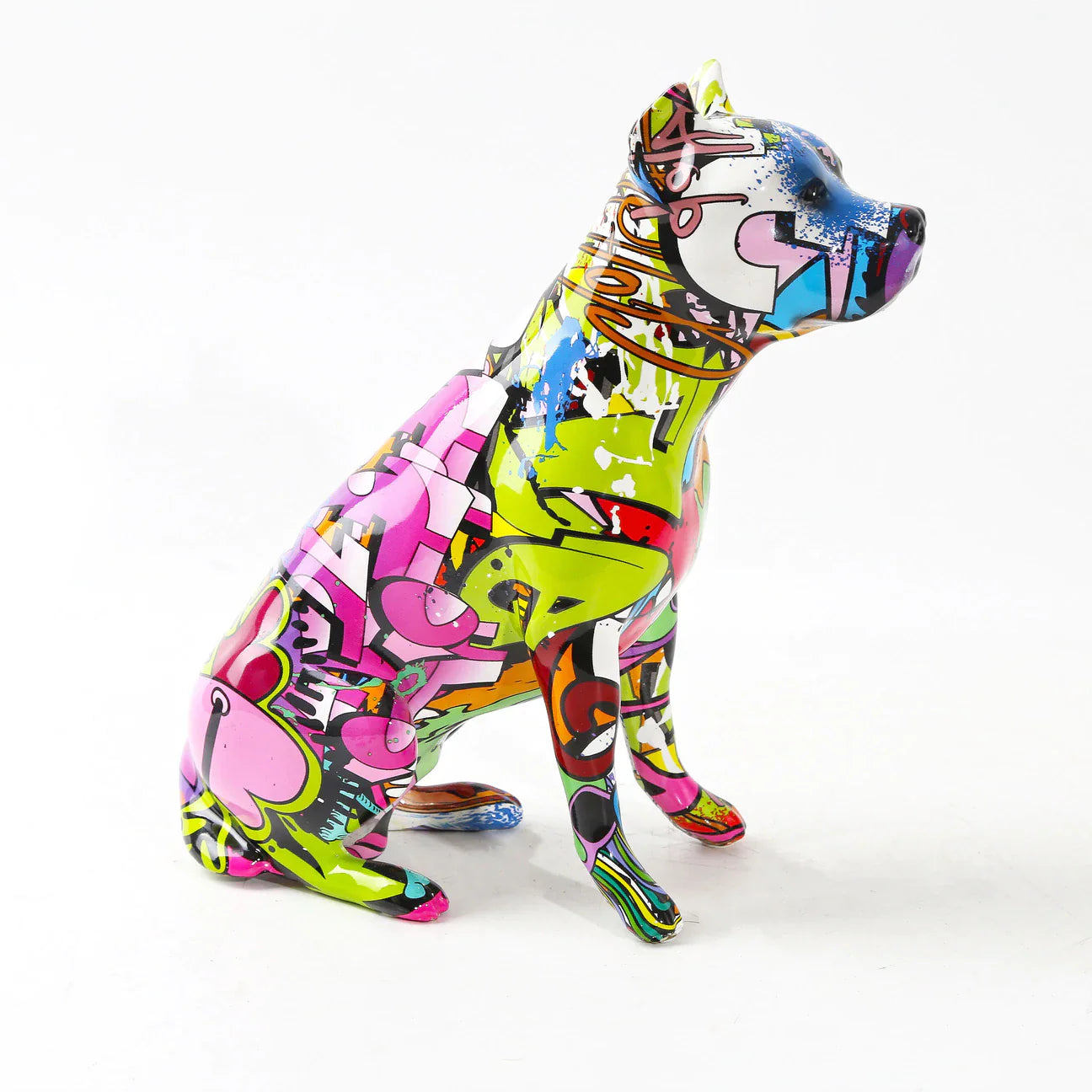Artcharya Graffiti Painted Staffordshire Terrier Statue
