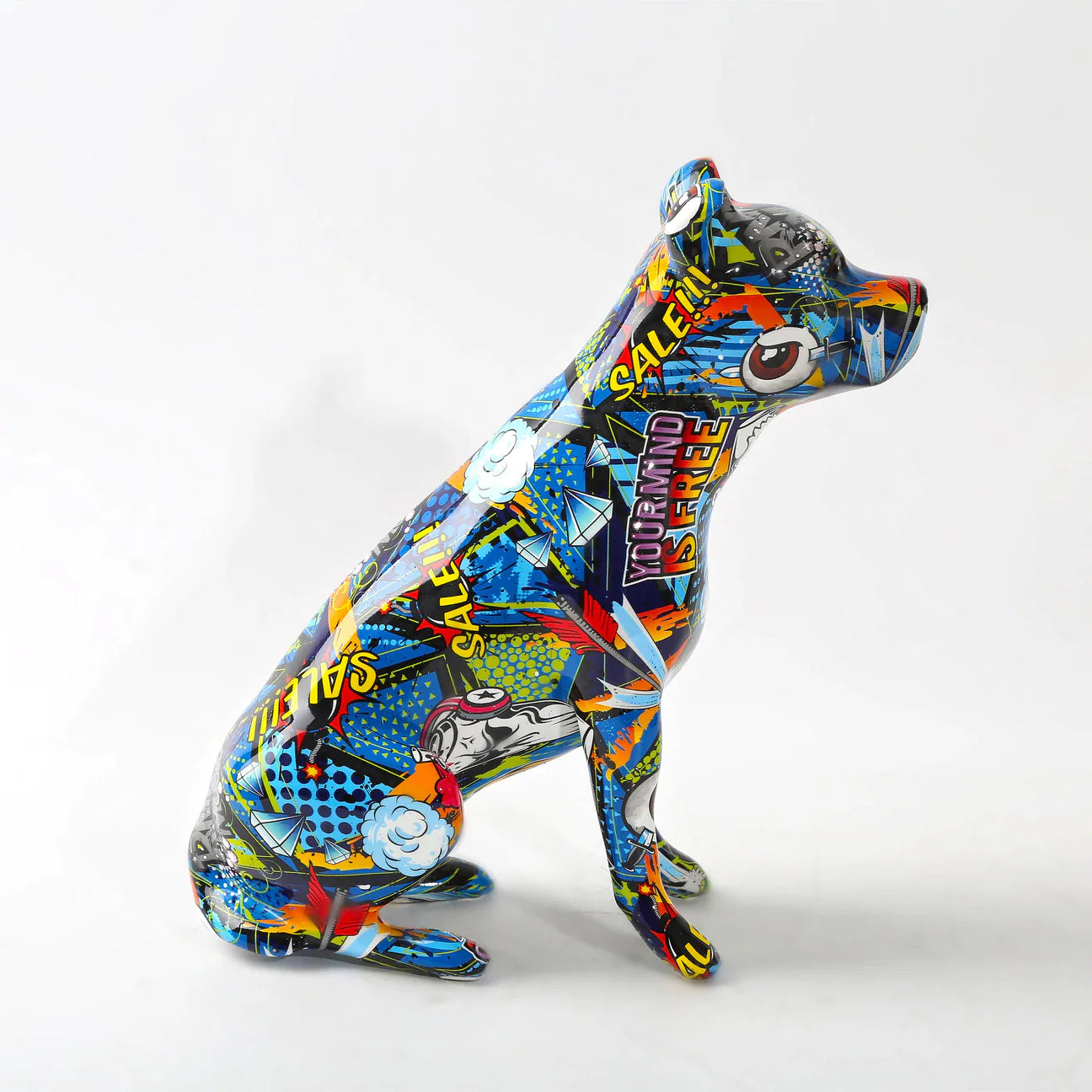 Artcharya Graffiti Painted Staffordshire Terrier Statue