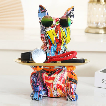 Artcharya Graffiti Painted French Bulldog Table Tray