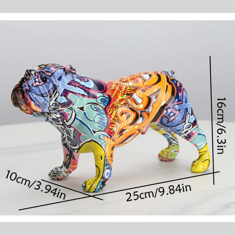 ArtZ®  English Bulldog Graffiti Painted Statue - ArtZMiami