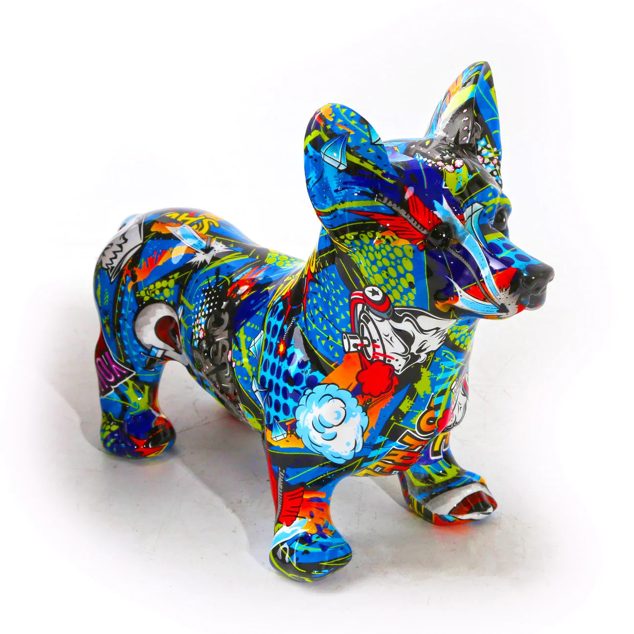 Artcharya Graffiti Painted Corgi Statue