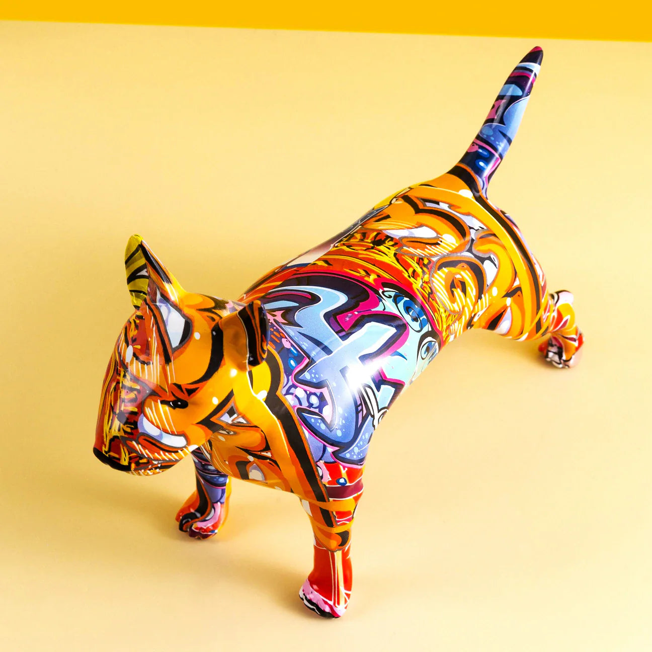 Artcharya Graffiti Painted Bull Terrier Statue