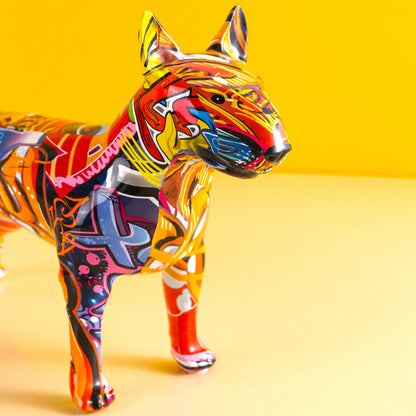 Artcharya Graffiti Painted Bull Terrier Statue