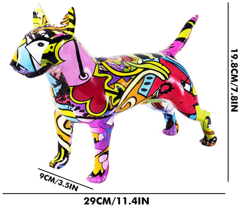 Artcharya Graffiti Painted Bull Terrier Statue