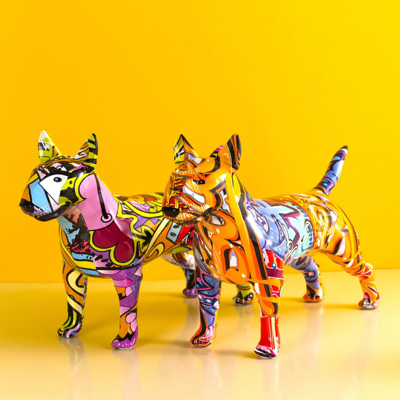 Artcharya Graffiti Painted Bull Terrier Statue