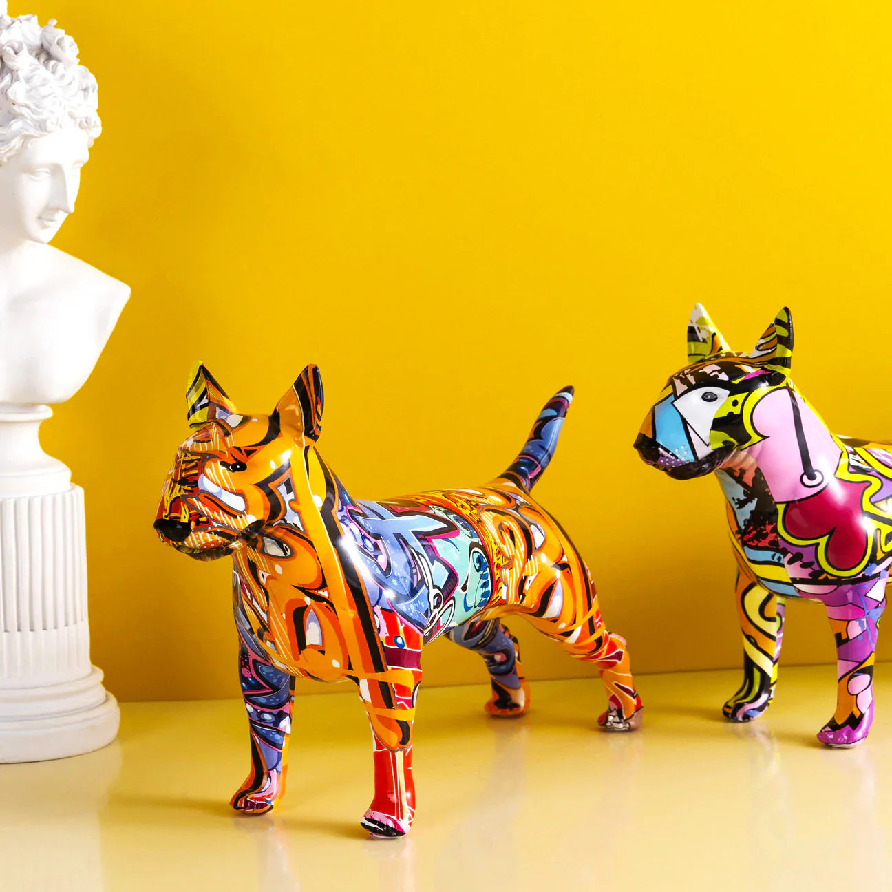Artcharya Graffiti Painted Bull Terrier Statue