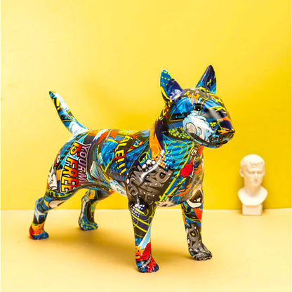 Artcharya Graffiti Painted Bull Terrier Statue