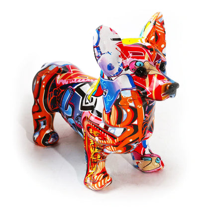 Artcharya Graffiti Painted Corgi Statue