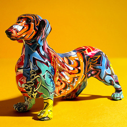 Artcharya Graffiti Painted Dachshund Statue