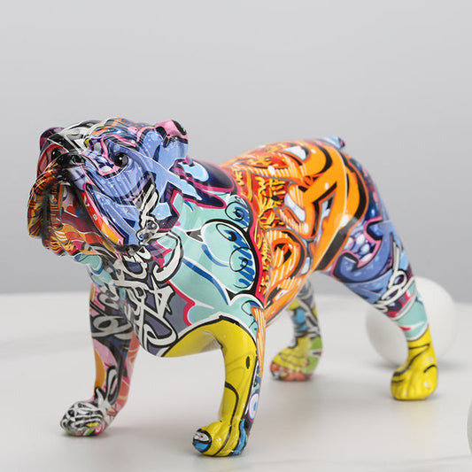 ArtZ®  English Bulldog Graffiti Painted Statue - ArtZMiami