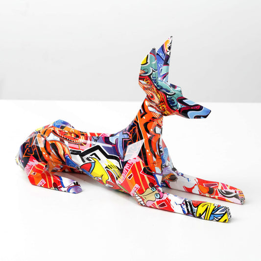 ArtZ® Doberman Pinscher Graffiti Painted Statue - Splentify